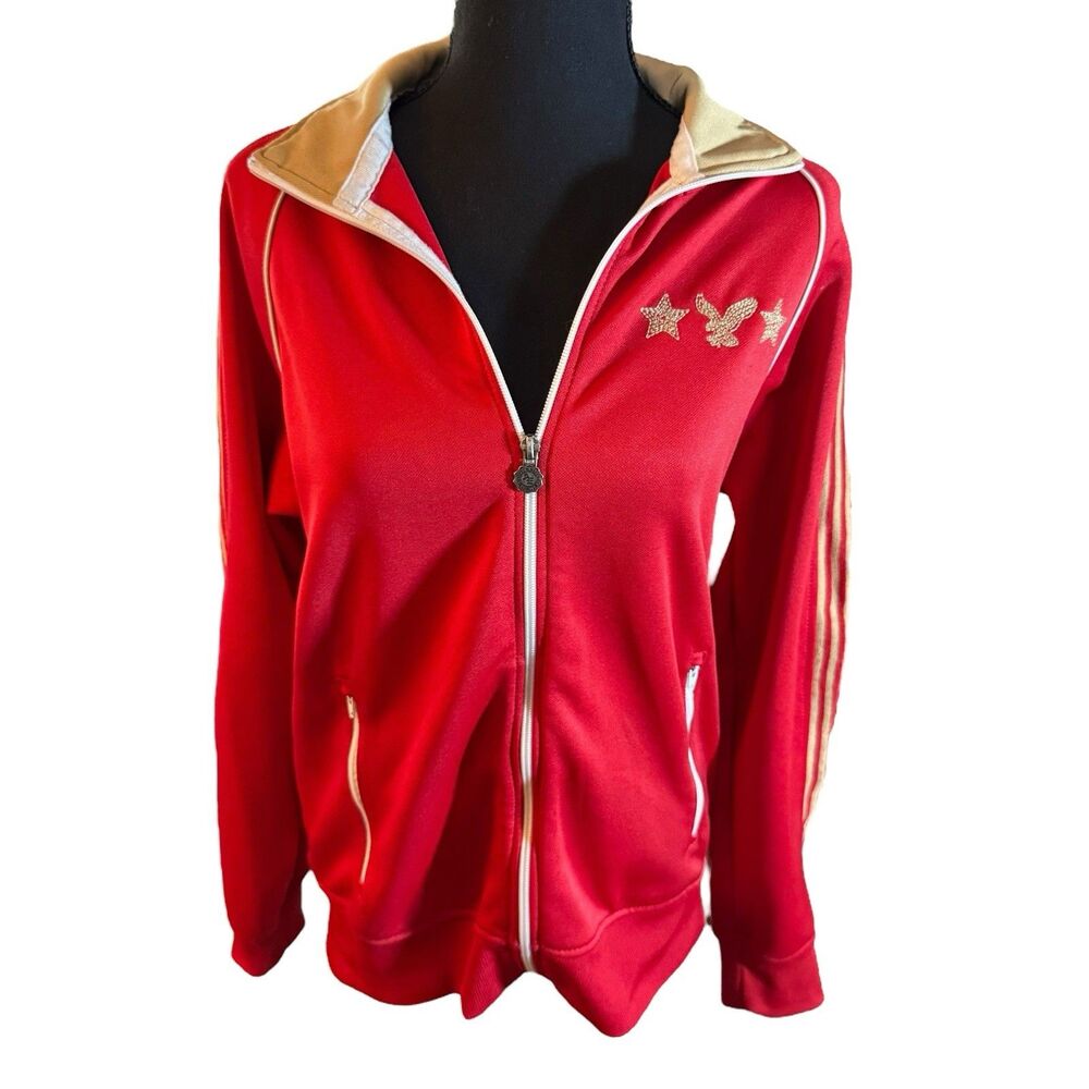 Mens American Eagle Sportswear Red Tan Jogging Jacket Coat Size Small